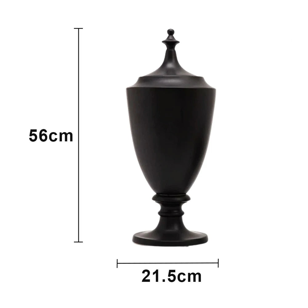 LIVARA Ceramic Decorative Ornament Felici Decorative Jar Artistic Display Matte Ceramic Handcrafted Stone-Texture Design - Black