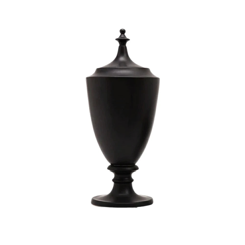 LIVARA Ceramic Decorative Ornament Felici Decorative Jar Artistic Display Matte Ceramic Handcrafted Stone-Texture Design - Black