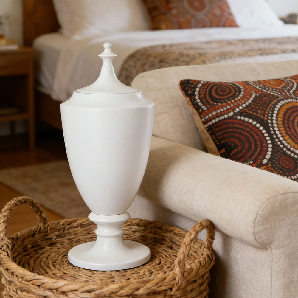 LIVARA Ceramic Decorative Ornament Felici Decorative Jar Artistic Display Matte Ceramic Handcrafted Stone-Texture Design - White