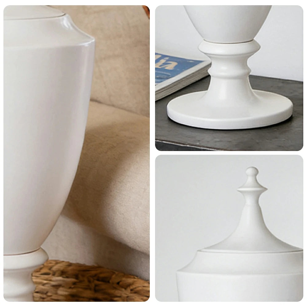 LIVARA Ceramic Decorative Ornament Felici Decorative Jar Artistic Display Matte Ceramic Handcrafted Stone-Texture Design - White