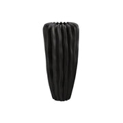 LIVARA Ceramic Decorative Ornament Bana Vase Artistic Display Matte Ceramic Handcrafted Stone-Texture Design - Black
