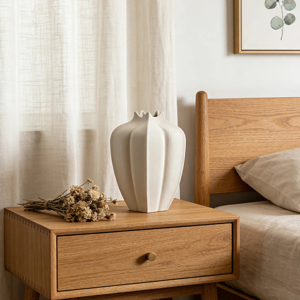 LIVARA Ceramic Decorative Ornament Pomegranate-Shape Vase Artistic Display Matte Ceramic Handcrafted Stone-Texture Design