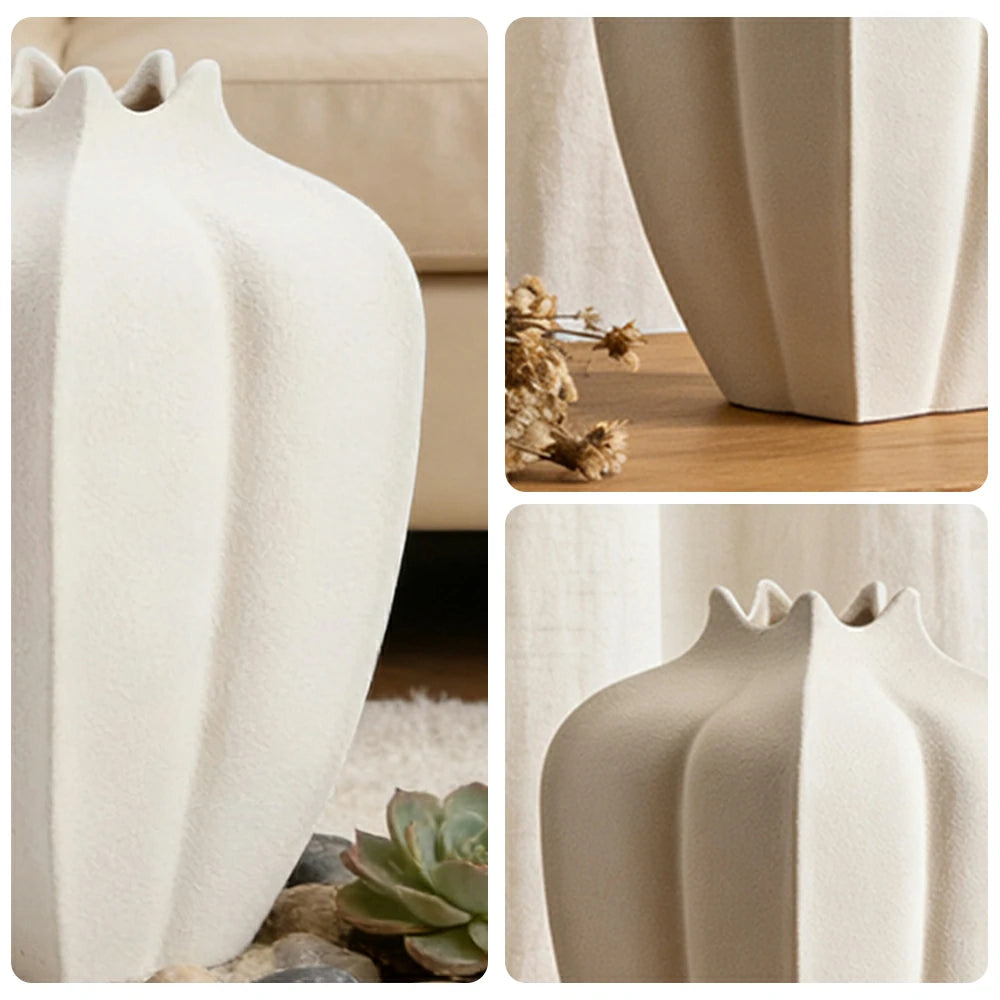 LIVARA Ceramic Decorative Ornament Pomegranate-Shape Vase Artistic Display Matte Ceramic Handcrafted Stone-Texture Design