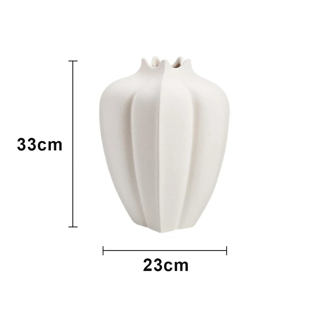 LIVARA Ceramic Decorative Ornament Pomegranate-Shape Vase Artistic Display Matte Ceramic Handcrafted Stone-Texture Design