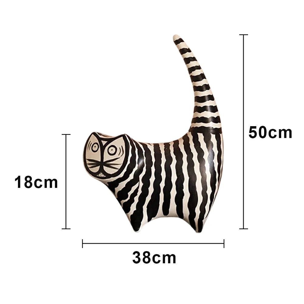 LIVARA Ceramic Decorative Ornament Chartreux Cat Raised-Tail Form Artistic Display Matte Ceramic Handcrafted Stone-Texture Design
