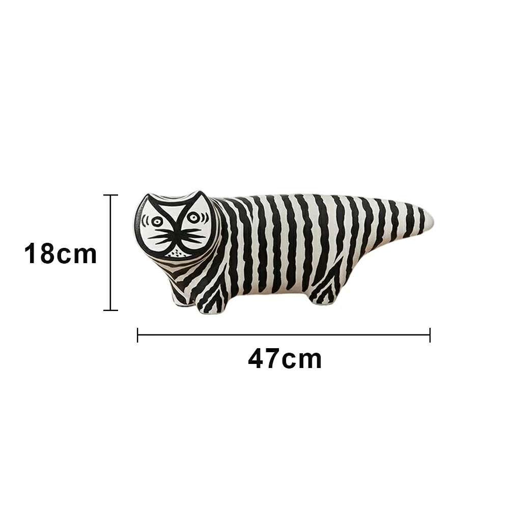 LIVARA Ceramic Decorative Ornament Chartreux Cat Form Artistic Display Matte Ceramic Handcrafted Stone-Texture Design