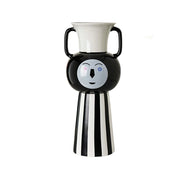 LIVARA Ceramic Decorative Ornament Playful Double-Handle Face Form Artistic Display Matte Ceramic Handcrafted Stone-Texture Design