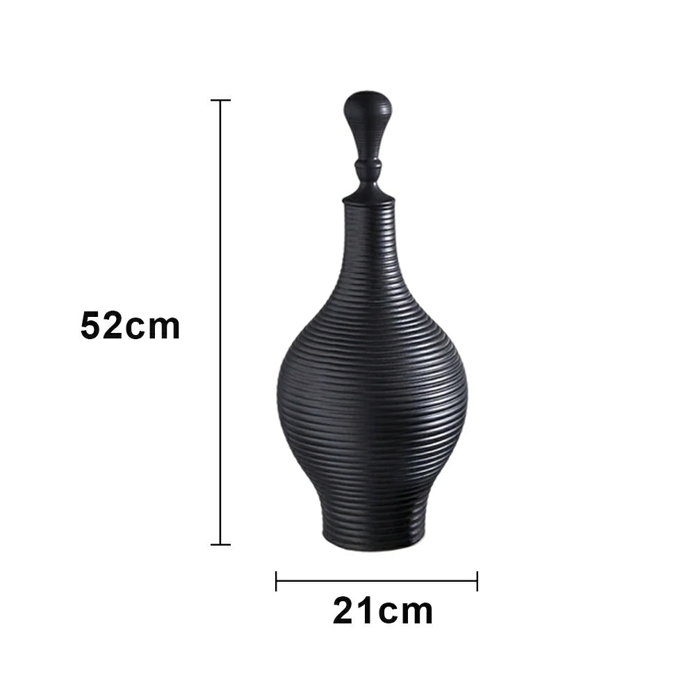 LIVARA Ceramic Decorative Ornament Large Tuzosen Cocoon Jar Form Artistic Display Matte Ceramic Handcrafted Stone-Texture Design