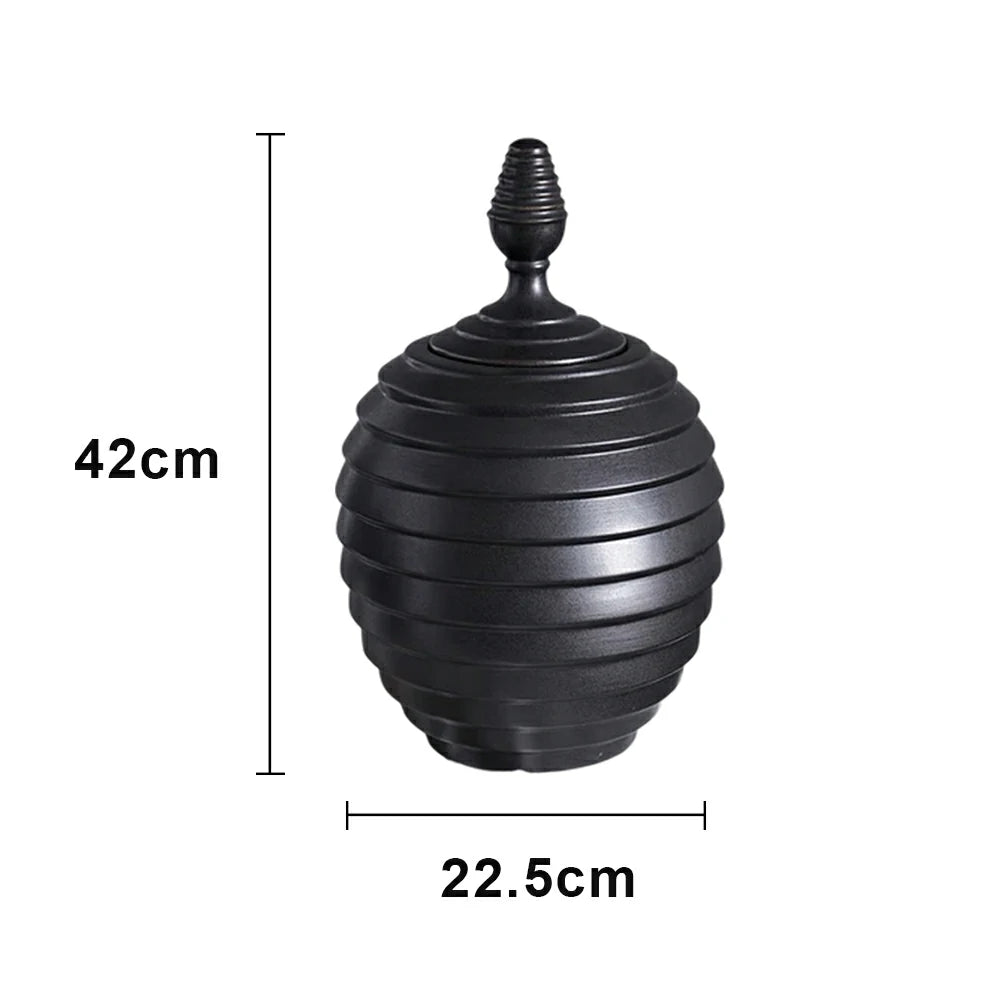 LIVARA Ceramic Decorative Ornament Medium Tuzosen Cocoon Jar Form Artistic Display Matte Ceramic Handcrafted Stone-Texture Design