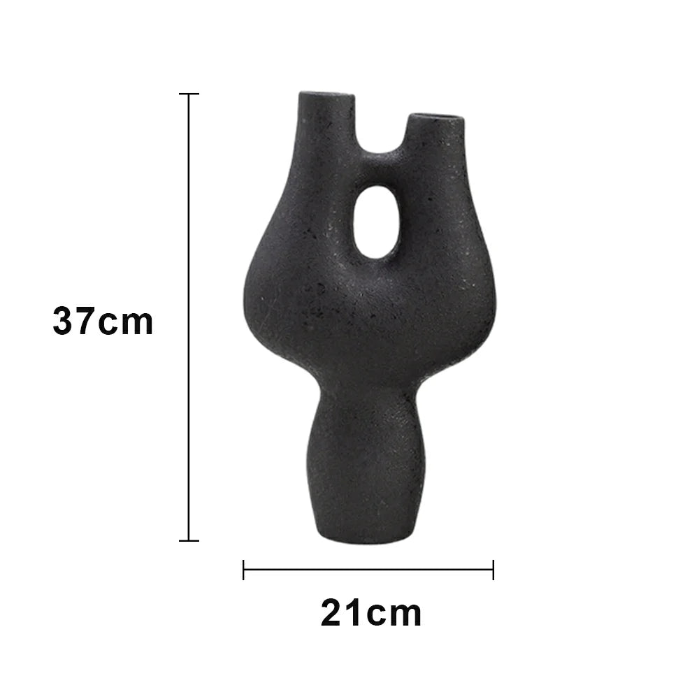 LIVARA Ceramic Decorative Ornament Double-Hole Branch Form Artistic Display Matte Ceramic Handcrafted Stone-Texture Design