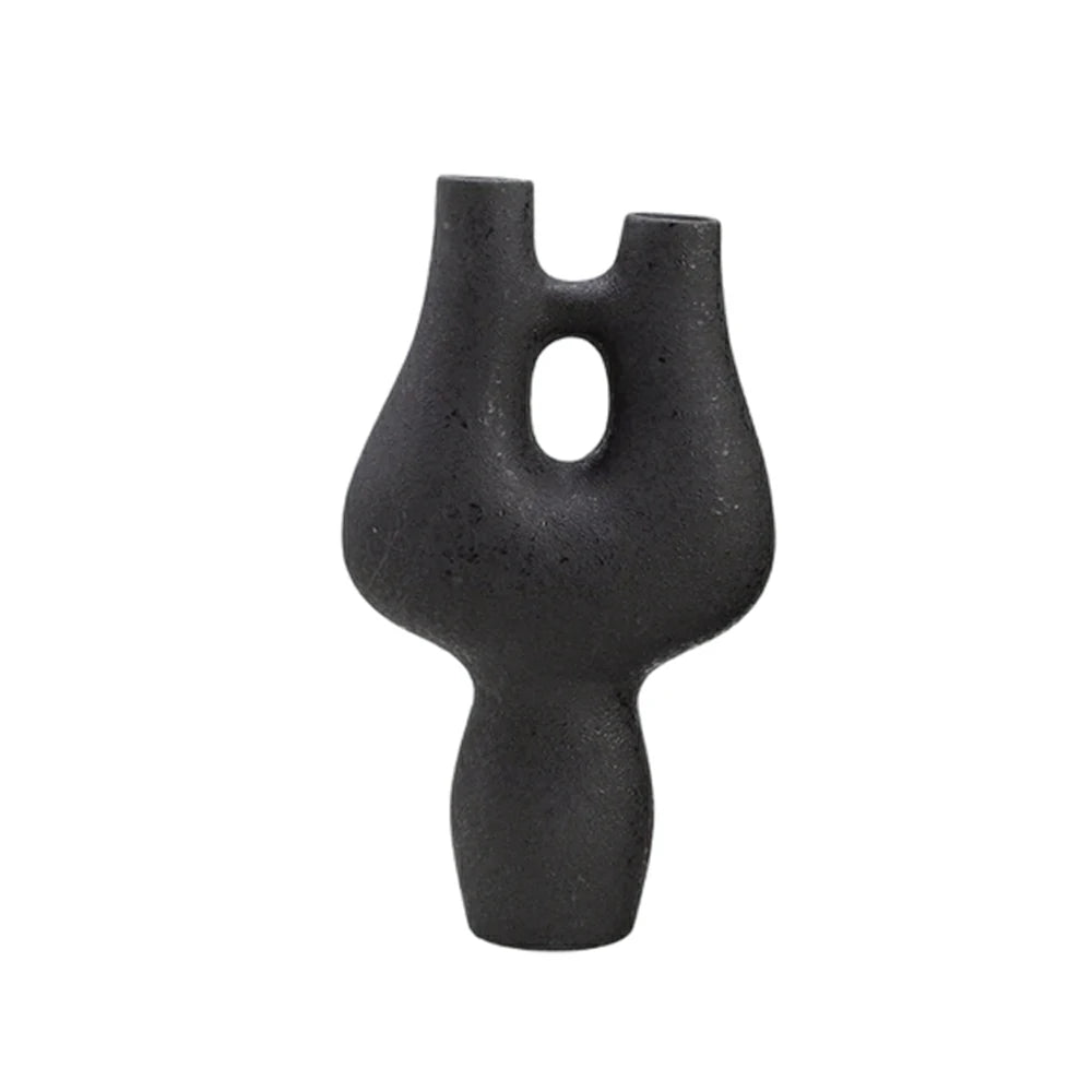 LIVARA Ceramic Decorative Ornament Double-Hole Branch Form Artistic Display Matte Ceramic Handcrafted Stone-Texture Design