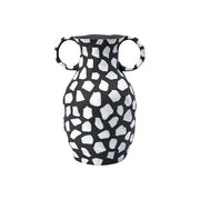 LIVARA Ceramic Decorative Ornament Double-Handle Polka Dot Vase Artistic Display Matte Ceramic Handcrafted Stone-Texture Design