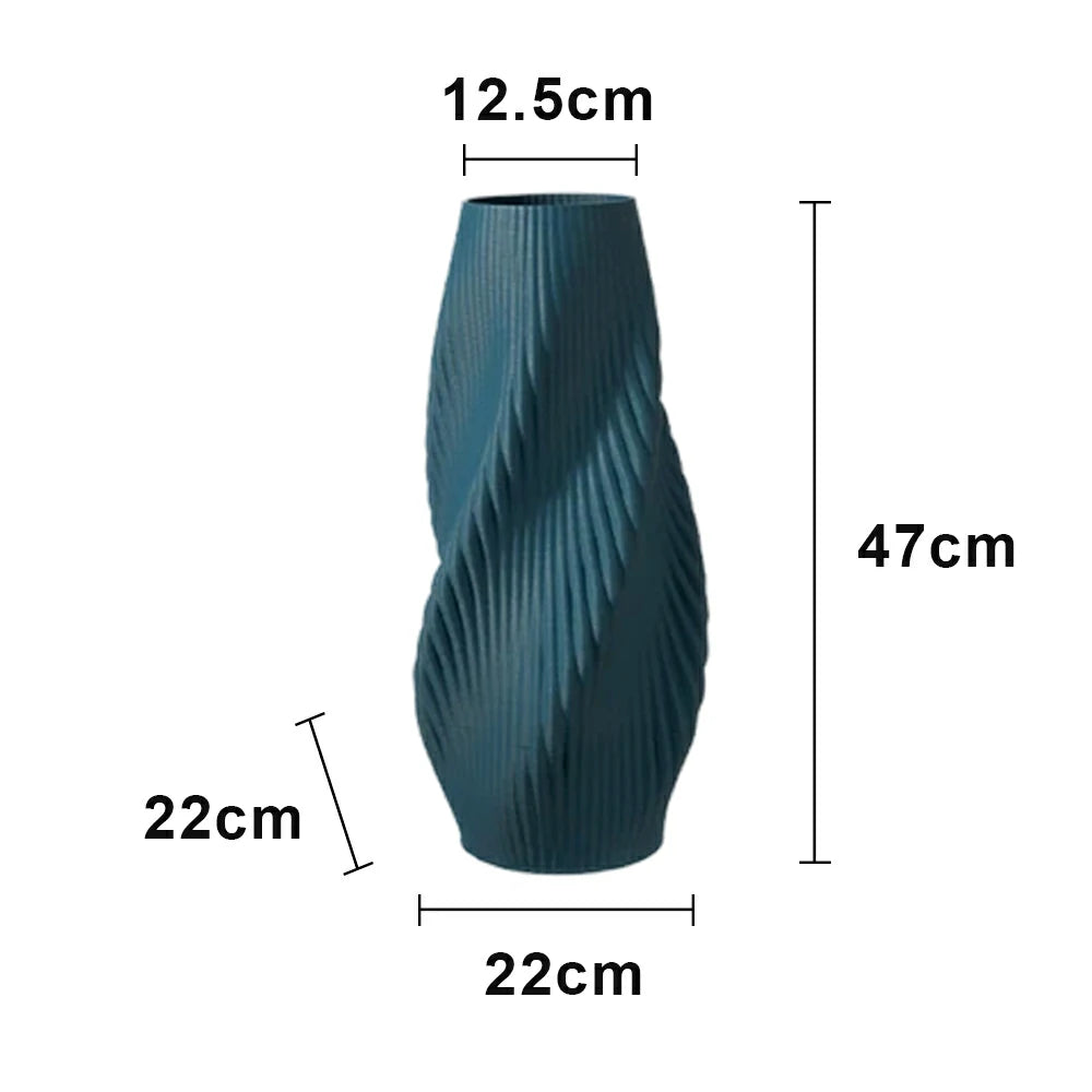 LIVARA Ceramic Decorative Ornament Large Blue Vase Artistic Display Matte Ceramic Handcrafted Stone-Texture Design