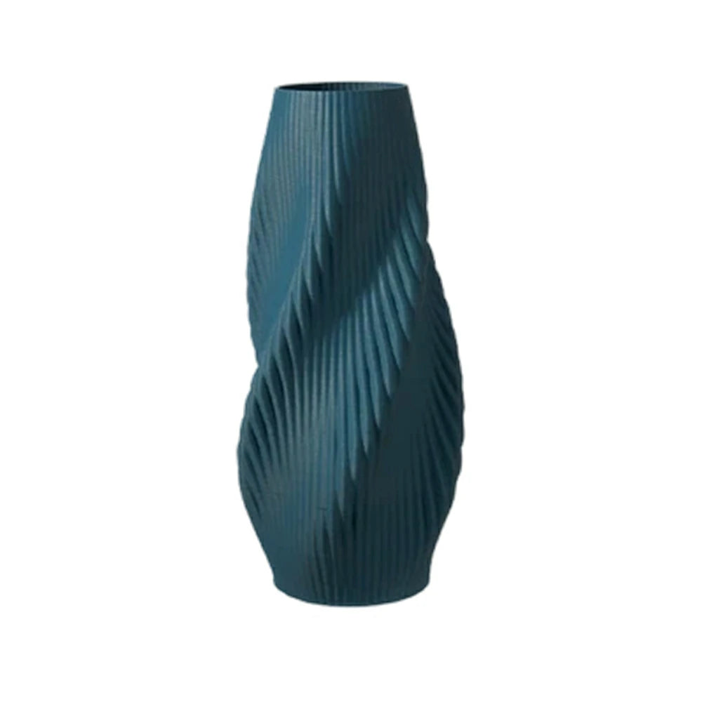 LIVARA Ceramic Decorative Ornament Large Blue Vase Artistic Display Matte Ceramic Handcrafted Stone-Texture Design