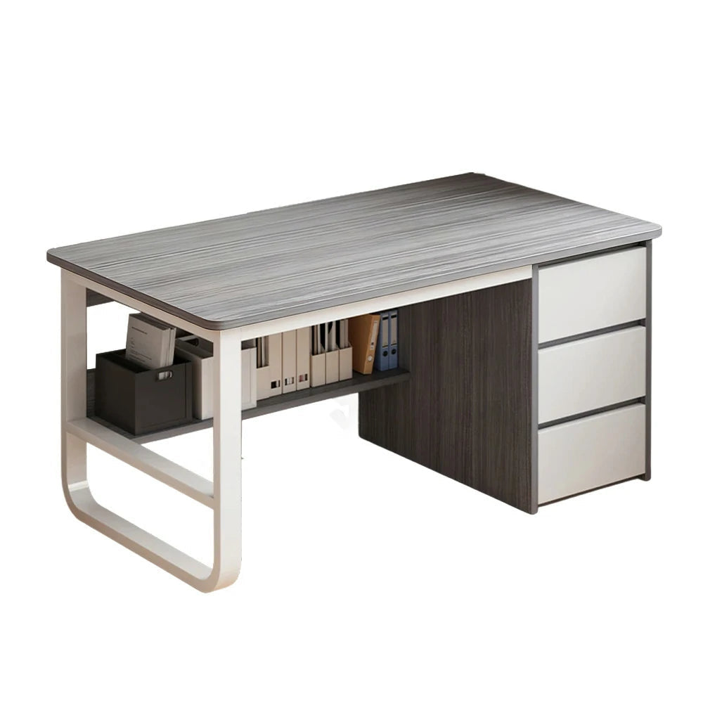 LIVARA Office Desk 100/120/140cm Space-Saving Design, Thickened Panels, Stable U-Legs, Rounded Edge - Grey