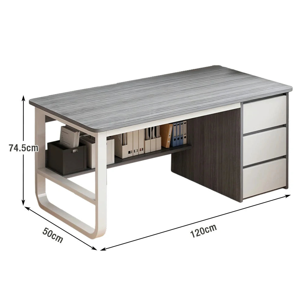LIVARA Office Desk 100/120/140cm Space-Saving Design, Thickened Panels, Stable U-Legs, Rounded Edge - Grey