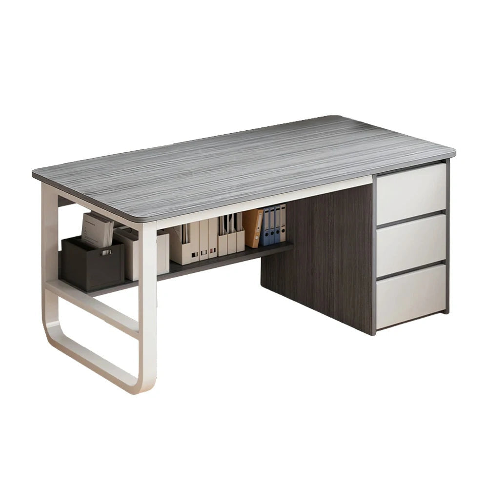 LIVARA Office Desk 100/120/140cm Space-Saving Design, Thickened Panels, Stable U-Legs, Rounded Edge - Grey