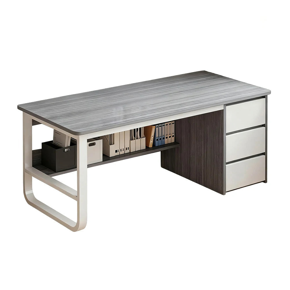 LIVARA Office Desk 100/120/140cm Space-Saving Design, Thickened Panels, Stable U-Legs, Rounded Edge - Grey