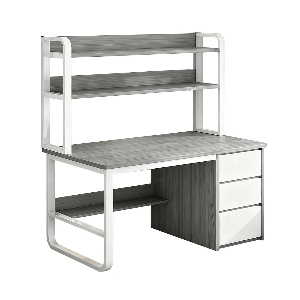LIVARA Bookshelf Computer Desk 100/120/140cm 2-in-1 Space-Saving Design, Thickened Panels, Steel Frame - Grey