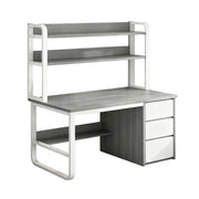 LIVARA Bookshelf Computer Desk 100/120cm 2-in-1 Space-Saving Design, Thickened Panels, Steel Frame - Grey
