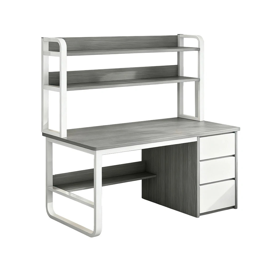 LIVARA Bookshelf Computer Desk 100/120cm 2-in-1 Space-Saving Design, Thickened Panels, Steel Frame - Grey