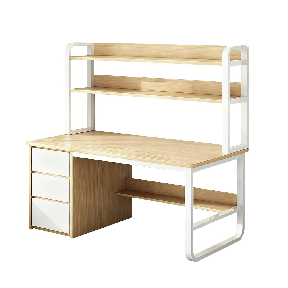 LIVARA Bookshelf Computer Desk 100/120/140cm 2-in-1 Space-Saving Design, Thickened Panels, Steel Frame - Wood