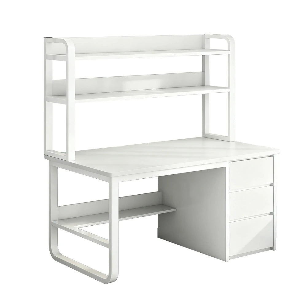 LIVARA Bookshelf Computer Desk 100/120/140cm 2-in-1 Space-Saving Design, Thickened Panels, Steel Frame - White