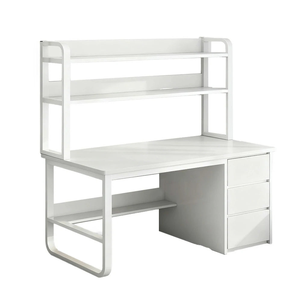 LIVARA Bookshelf Computer Desk 100/120/140cm 2-in-1 Space-Saving Design, Thickened Panels, Steel Frame - White