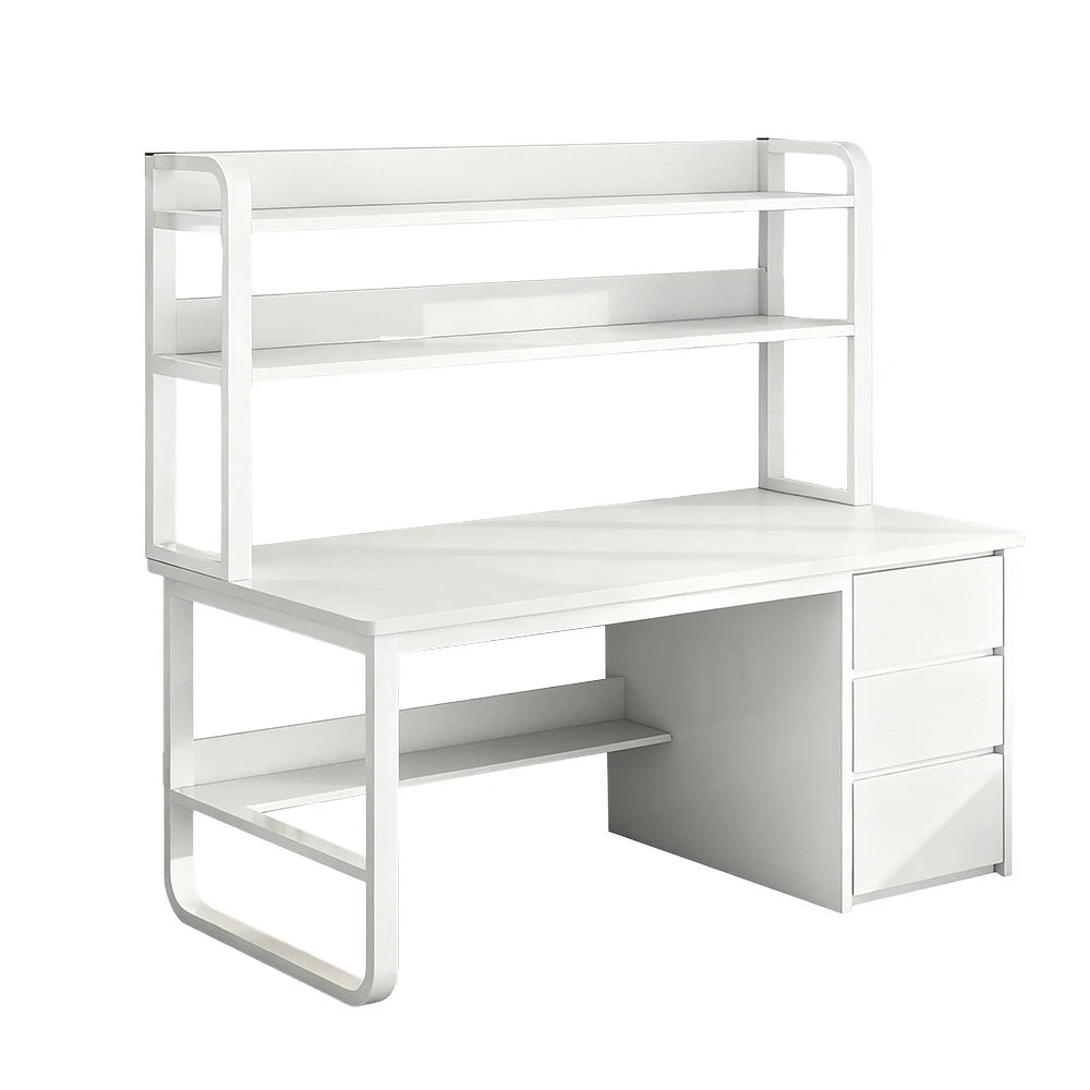 LIVARA Bookshelf Computer Desk 100/120/140cm 2-in-1 Space-Saving Design, Thickened Panels, Steel Frame - White