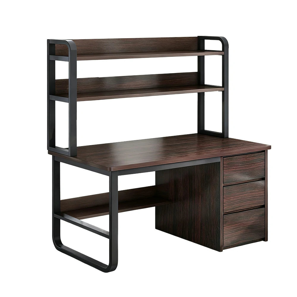 LIVARA Bookshelf Computer Desk 100/120/140cm 2-in-1 Space-Saving Design, Thickened Panels, Steel Frame - Walnut