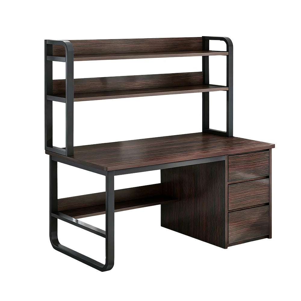 LIVARA Bookshelf Computer Desk 100/120/140cm 2-in-1 Space-Saving Design, Thickened Panels, Steel Frame - Walnut