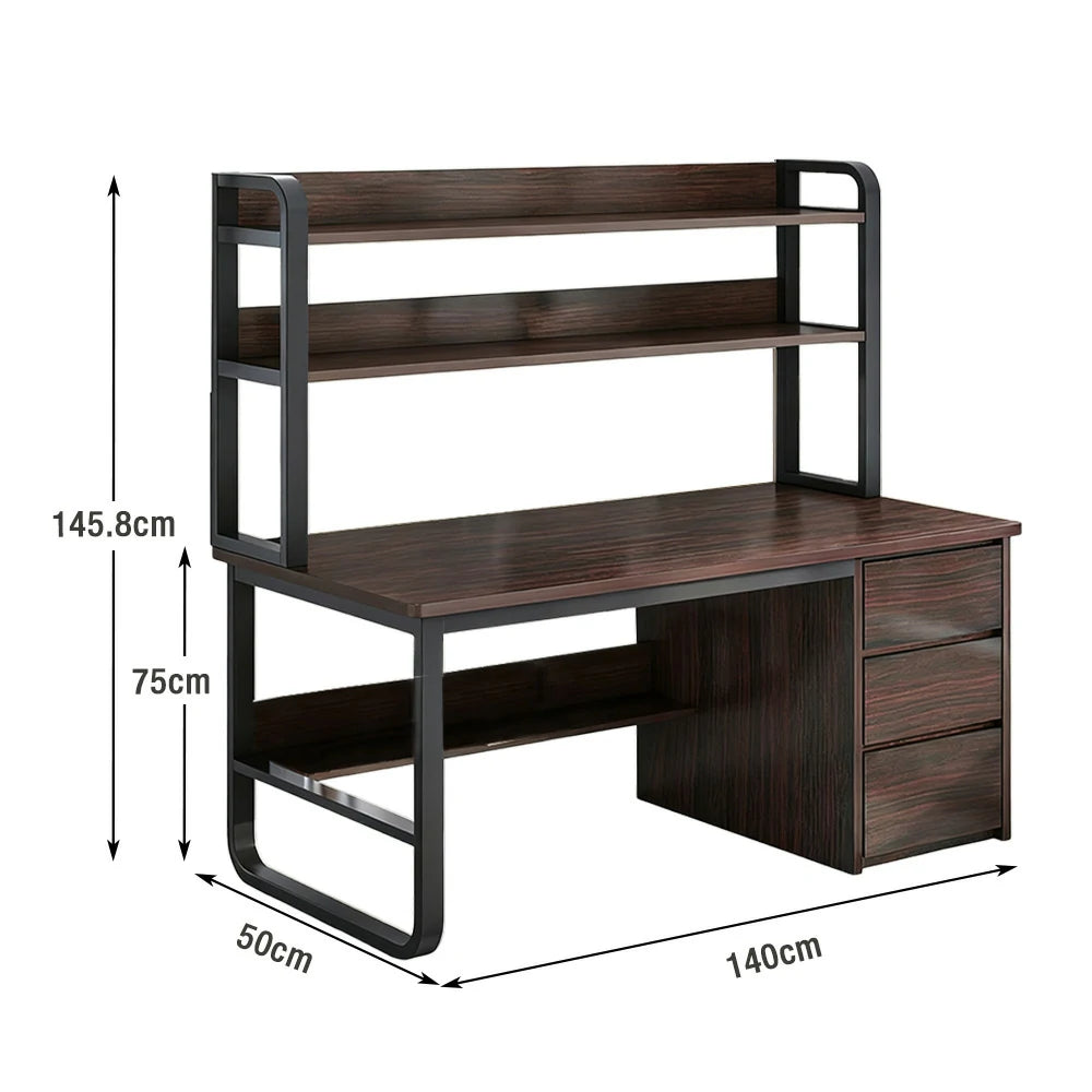 LIVARA Bookshelf Computer Desk 100/120/140cm 2-in-1 Space-Saving Design, Thickened Panels, Steel Frame - Walnut