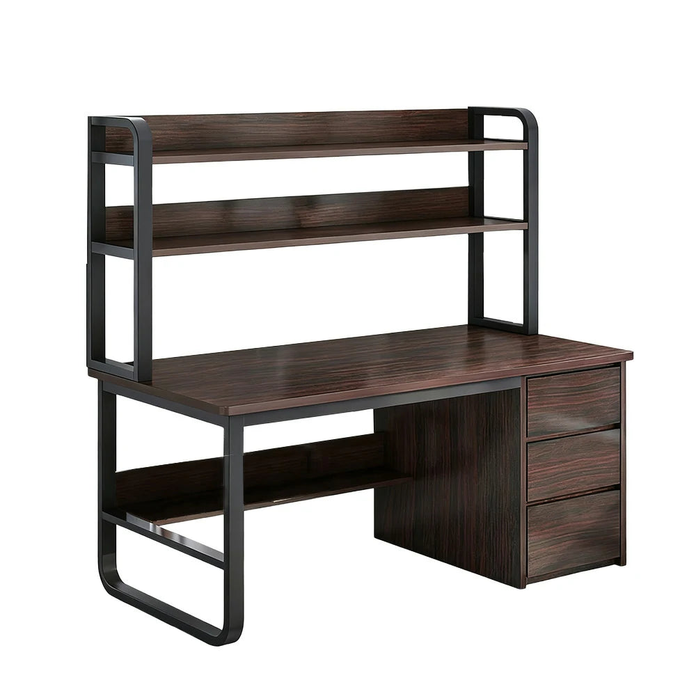 LIVARA Bookshelf Computer Desk 100/120/140cm 2-in-1 Space-Saving Design, Thickened Panels, Steel Frame - Walnut