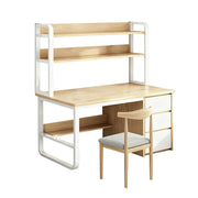 LIVARA Bookshelf Office Desk and Chair Set 100/120/140cm 2-in-1 Space-Saving Design, Thickened Panels, Steel Frame - Wood