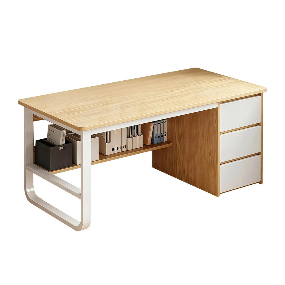 LIVARA Office Desk 100/120/140cm Space-Saving Design, Thickened Panels, Stable U-Legs, Rounded Edge - Wood