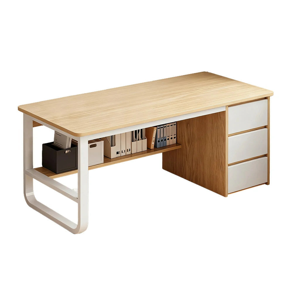 LIVARA Office Desk 100/120/140cm Space-Saving Design, Thickened Panels, Stable U-Legs, Rounded Edge - Wood