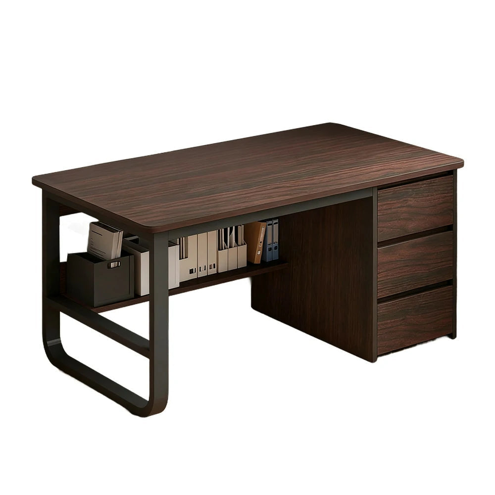LIVARA Office Desk 100/120/140cm Space-Saving Design, Thickened Panels, Stable U-Legs, Rounded Edge - Walnut