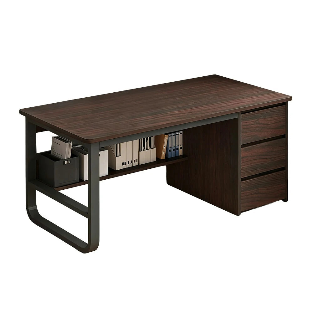 LIVARA Office Desk 100/120/140cm Space-Saving Design, Thickened Panels, Stable U-Legs, Rounded Edge - Walnut