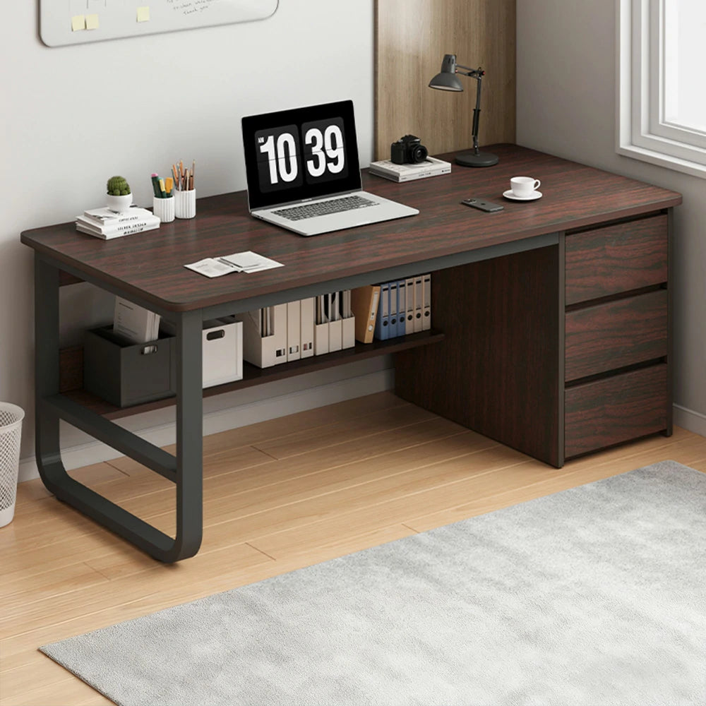 LIVARA Office Desk 100/120/140cm Space-Saving Design, Thickened Panels, Stable U-Legs, Rounded Edge - Walnut