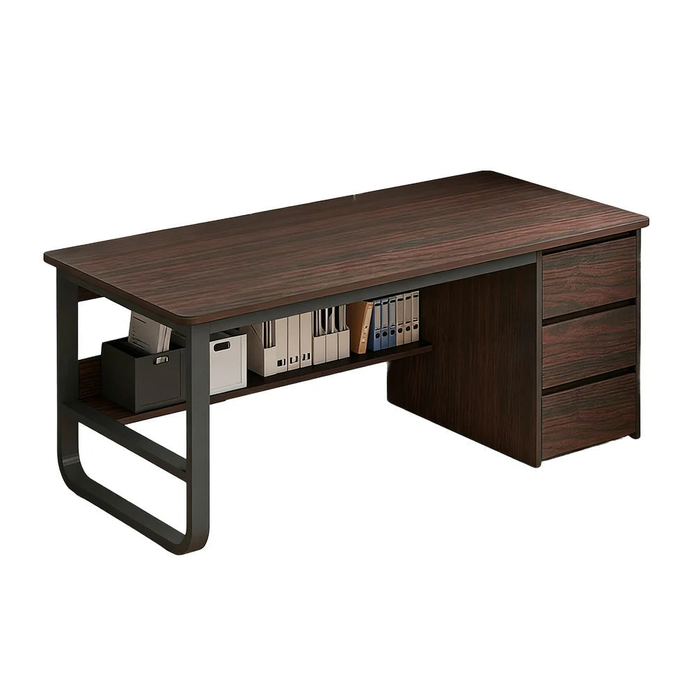 LIVARA Office Desk 100/120/140cm Space-Saving Design, Thickened Panels, Stable U-Legs, Rounded Edge - Walnut