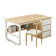LIVARA Office Desk and Chair Set 100/120/140cm Space-Saving Design, Thickened Panels, Stable U-Legs, Rounded Edge - Wood