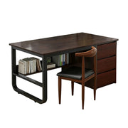 LIVARA Office Desk and Chair Set 100/120/140cm Space-Saving Design, Thickened Panels, Stable U-Legs, Rounded Edge - Walnut