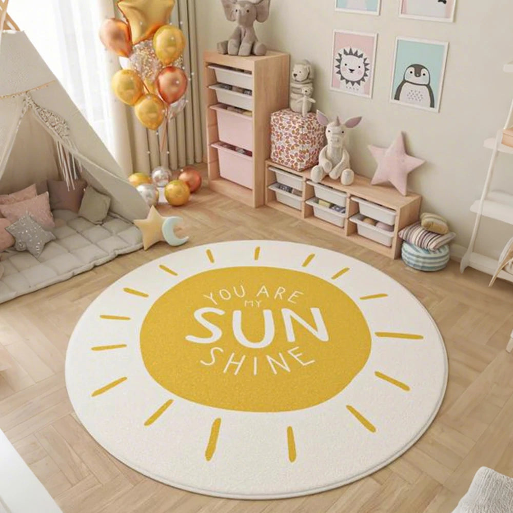 LIVARA Kids Plush Play Mat Non Slip High Density Soft Surface Durable Cozy and Floor Protective Sunshine Theme