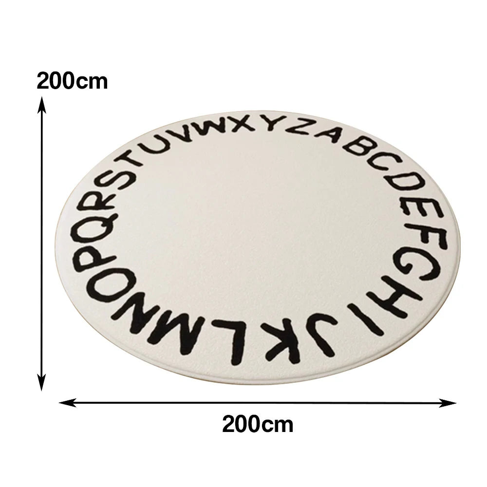 LIVARA Kids Plush Play Mat Non Slip High Density Soft Surface Durable Cozy and Floor Protective White Letters Theme