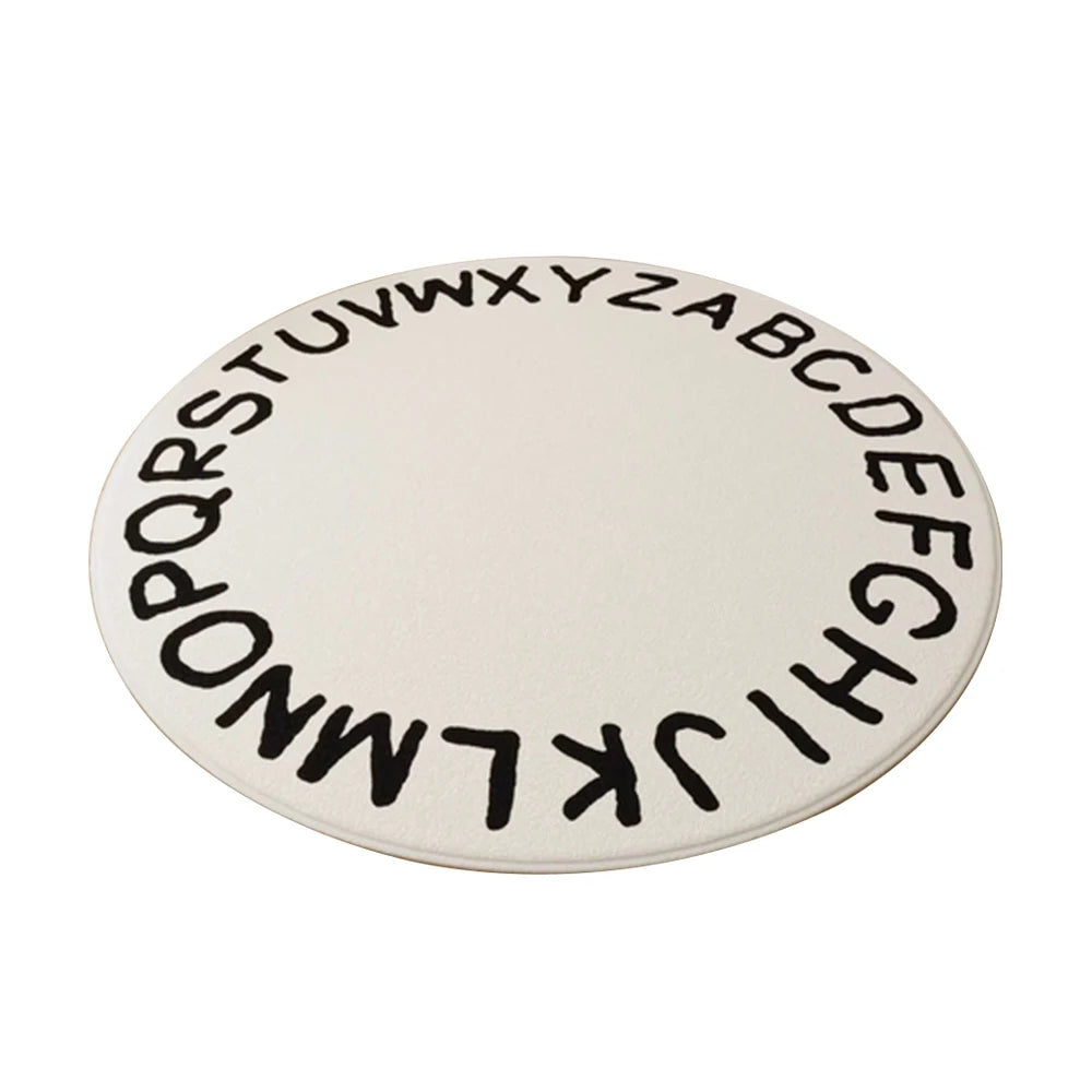 LIVARA Kids Plush Play Mat Non Slip High Density Soft Surface Durable Cozy and Floor Protective White Letters Theme