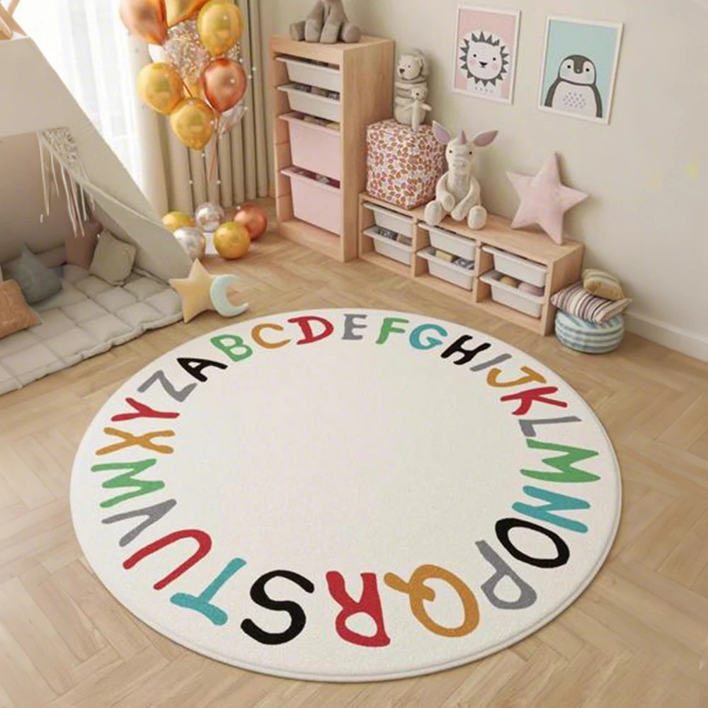 LIVARA Kids Plush Play Mat Non Slip High Density Soft Surface Durable Cozy and Floor Protective Colorful Letters Theme