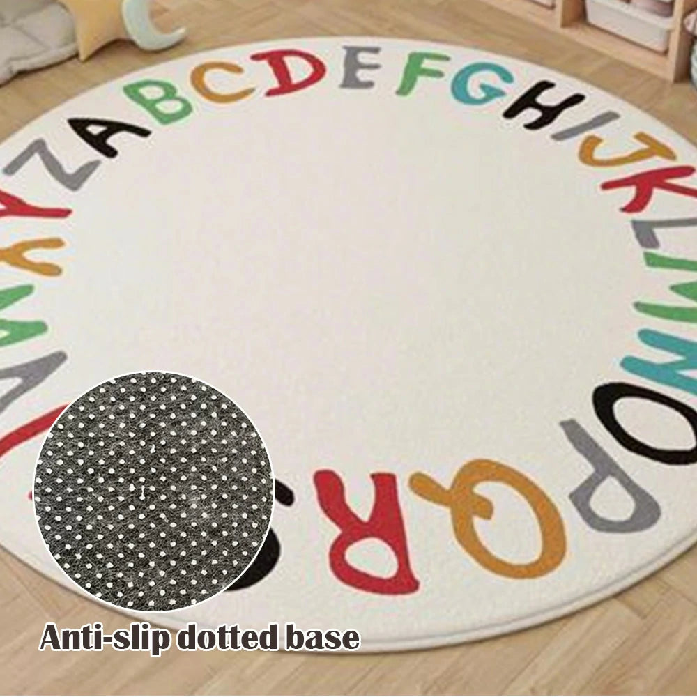 LIVARA Kids Plush Play Mat Non Slip High Density Soft Surface Durable Cozy and Floor Protective Colorful Letters Theme