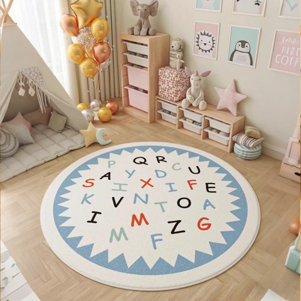 LIVARA Kids Plush Play Mat Non Slip High Density Soft Surface Durable Cozy and Floor Protective Triangle Letters Theme