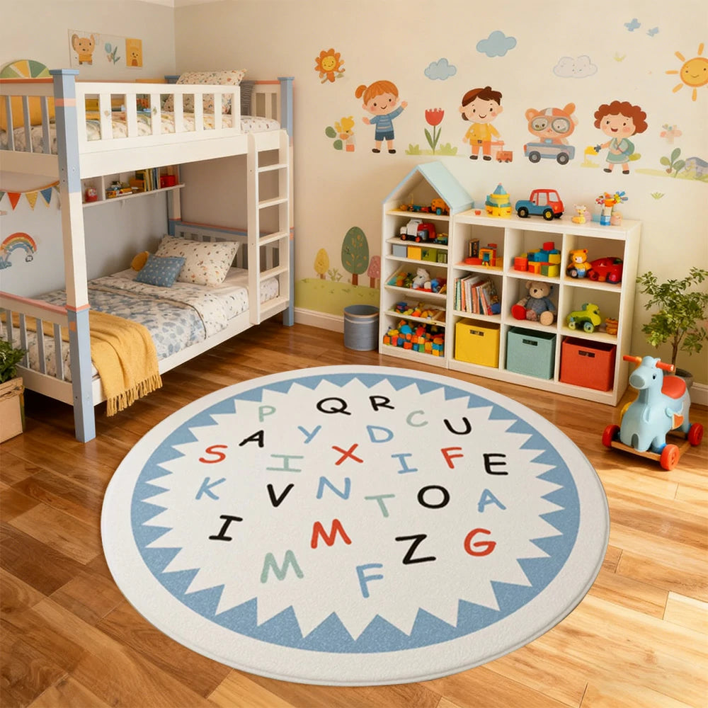 LIVARA Kids Plush Play Mat Non Slip High Density Soft Surface Durable Cozy and Floor Protective Triangle Letters Theme