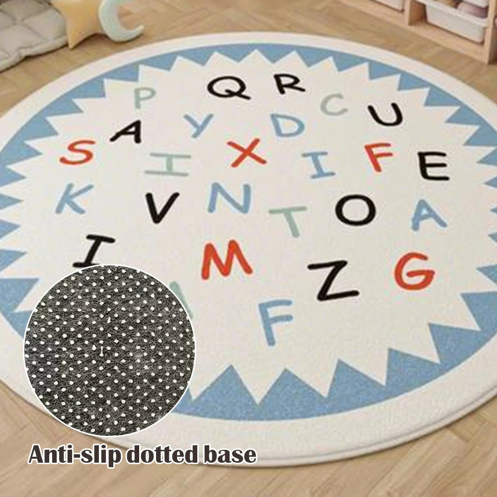 LIVARA Kids Plush Play Mat Non Slip High Density Soft Surface Durable Cozy and Floor Protective Triangle Letters Theme